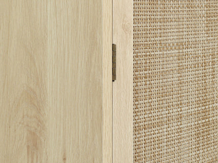 4 Door Storage Cabinet With 1 Drawer And 4 Adjustable Inner Shelves - Natural
