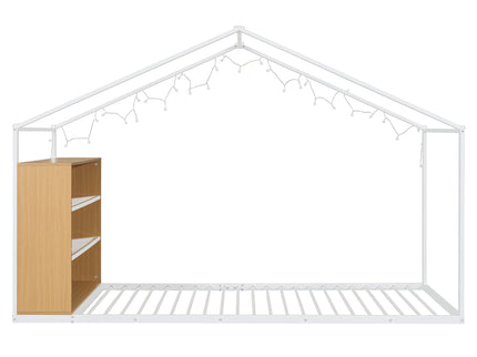 Bed House Frame With Shelves And Lights