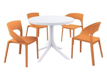 4 Piece Set Of Modern Designed Single Chairs With Round Table