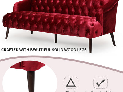 Comfy 3 Seat Sofa With Wooden Legs, For Living Room And Study