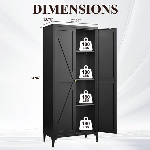 Adjustable 2 Door Kitchen Pantry Cabinet With Striped Design