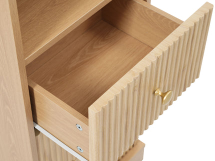 Tall Bathroom Cabinet With 1 Door, 3 Drawers, Open Storage - Wood