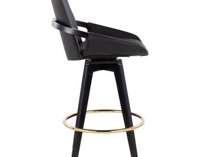 Cosmo - Contemporary Fixed Height Counter Stool With Swivel With Round Footrest (Set of 2)