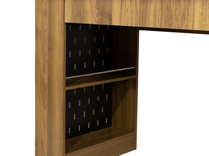 Modern Fluted Office Desk With Storage Cabinet
