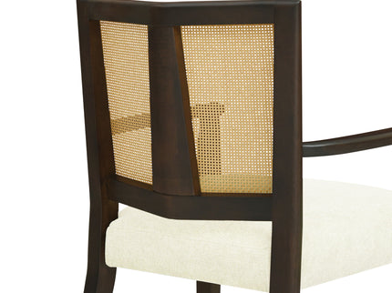 Mid Century Modern Arm Dining Chair Set With Rattan Backrest