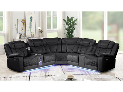 Challenger - Recliner Sectional Sofa, Built In USB, C Ports & Bluetooth