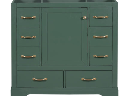 Modern Bathroom Vanity Base Only, 6 Drawer Storage With Adjustable Shelf