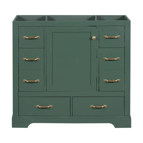 Modern Bathroom Vanity Base Only, 6 Drawer Storage With Adjustable Shelf