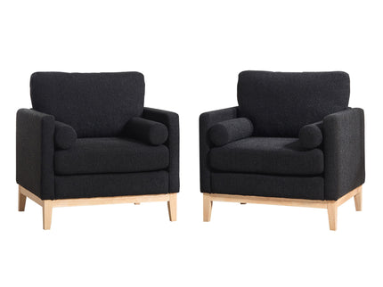 Wide Modern Performance Accent Chair With Natural Legs