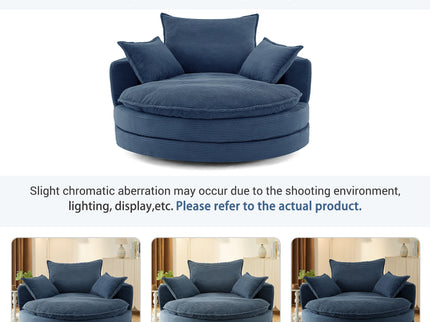 360° Swivel Accent Barrel Chair With Dual Layer Cushion And 3 Removable Pillows
