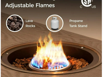 3 In 1 Outdoor Propane Fire Pit Table 50, 000 BTU With Ice Bucket - Beige