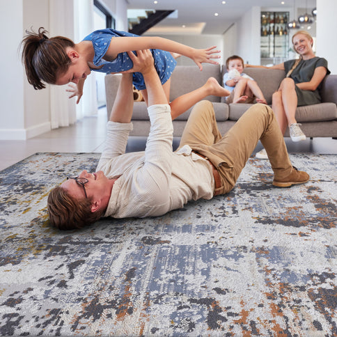 Payas - 6' X 9' Abstract Area Rug - Ivory / Blue