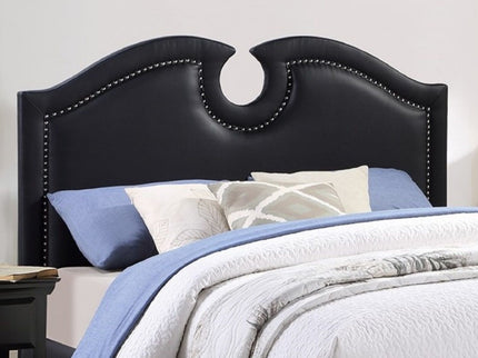 California King Size Bed With Nailhead Trim And Cut Out - Black
