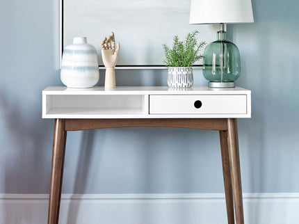1 Drawer Writing Desk, Compact Size For Home Office - White