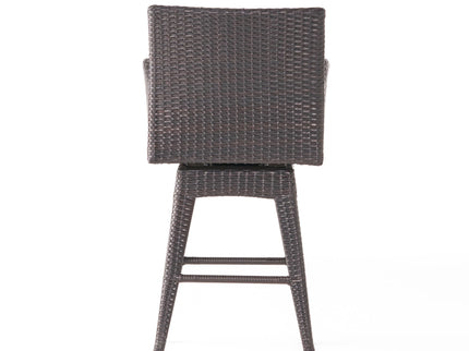 Outdoor Modern Rattan Swivel Barstool With Tapered Legs - Beige / Multibrown
