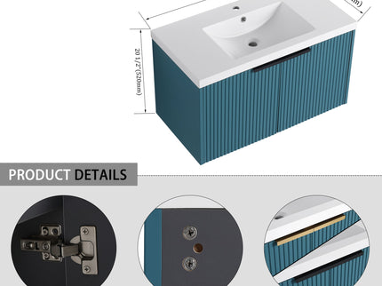 Contemporary Wall Mounted Bathroom Vanity With Resin Double Sink