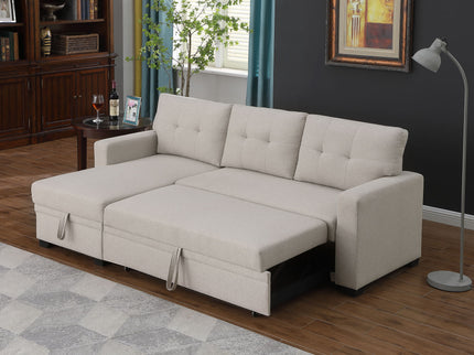 Upholstered Pull Out Sectional Sofa With Chaise