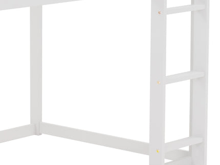 Low Bunk Bed With House Shaped Frame And Ladder