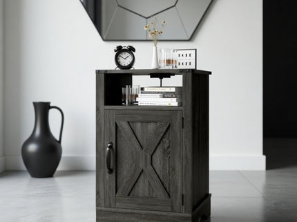 Farmhouse Nightstand, Charging Station & Storage