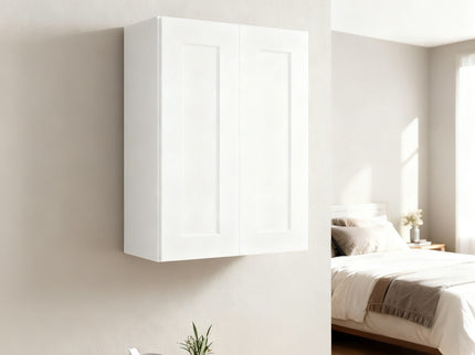 Shaker Wall Cabinet With Soft Close Hinges, Adjustable Shelves, Double Door