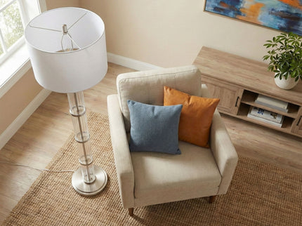 Nimbus - Floor Lamp With 3 Way Rotary Switch Clear Body Base - Silver Gray / White
