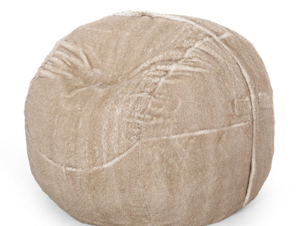 Vida - Modern 5 Foot Rounded Bean Bag - Snow White / Beige