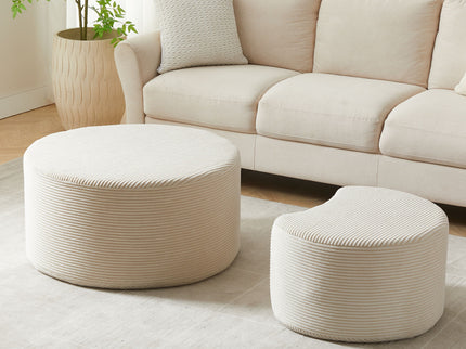 Modern Upholstered Round Coffee Table For Living Room (Set of 2)