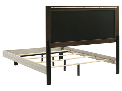 Strout - Queen Panel Bed With Upholstered Headboard - Rustic