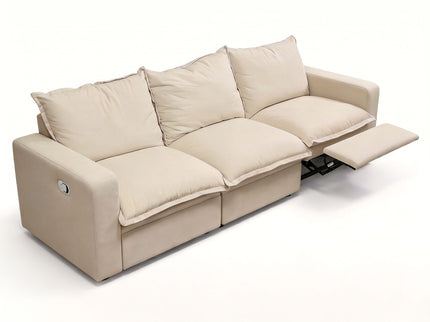 Plush Pillow Top Reclining Sofa, 3 Seat - Cream Beige