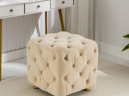 Modern Upholstered Ottoman, Exquisite Small End Table, Soft Foot Stool, Dressing Makeup Chair, Comfortable Seat For Living Room, Bedroom, Entrance