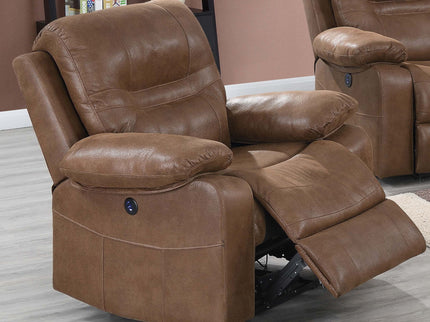 1 Piece Single Power Recliner Pillow Top Arms Cushion Back With USB Port - Dark Brown