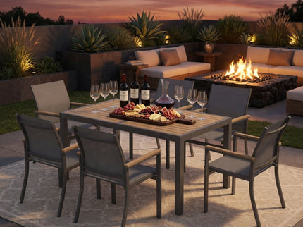 Outdoor Patio Chairs, Ergonomic (Set of 6) - Gray