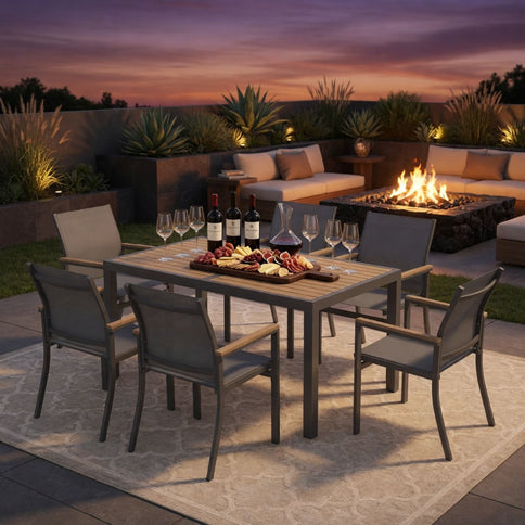 Outdoor Patio Chairs, Ergonomic (Set of 6) - Gray