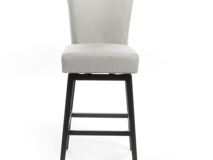 Quicksilvered - Upholstered Swivel Counter Stool With Wood Legs - Beige