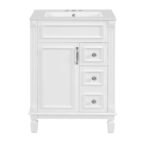 Bathroom Vanity With Sink, Compact Cabinet & 2 Drawers And Adjustable Shelf