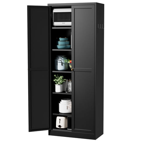 Kitchen Pantry Cabinet With 4 Adjustable Shelves, Heavy Duty Freestanding Organizer