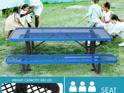 Outdoor Steel Picnic Rectangular Table With Umbrella Pole