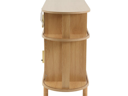 Fluted Sideboard Buffet Cabinet With Sliding Doors And Adjustable Shelves