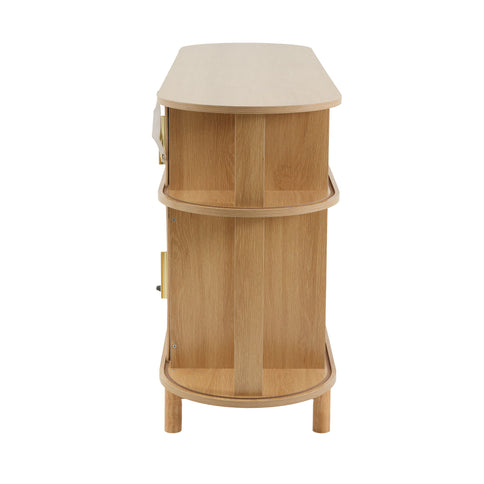 Fluted Sideboard Buffet Cabinet With Sliding Doors And Adjustable Shelves