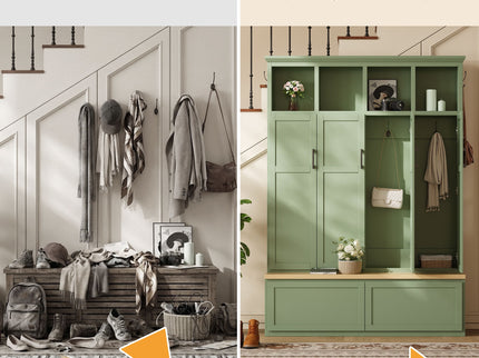 Hall Tree With 4 Hidden Cabinets