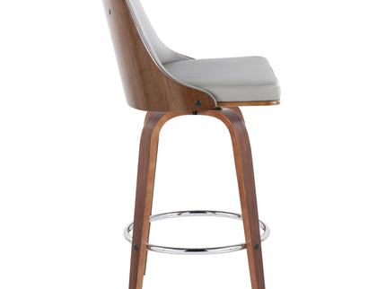 Gianna - Mid-Century Modern Fixed Height Stool With Swivel With Round Footrest (Set of 2)