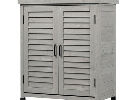Potting Bench With Storage Cabinet And Metal Table Top For Outdoor