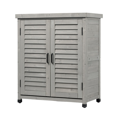 Potting Bench With Storage Cabinet And Metal Table Top For Outdoor