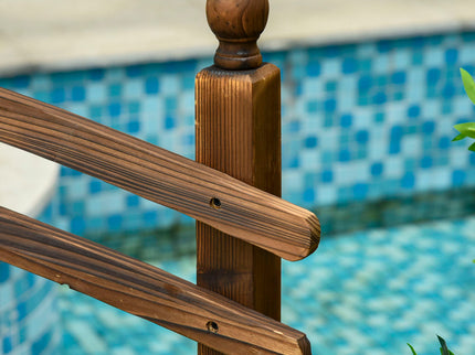 Outsunny - Fir Wood Garden Bridge Arc Walkway With Side Railings, Perfect For Backyards, Gardens, & Streams, Carbonized - Brown