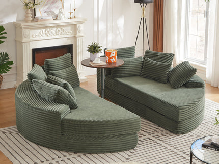 Round Oversized Sofa Bed With 5 Throw Pillows