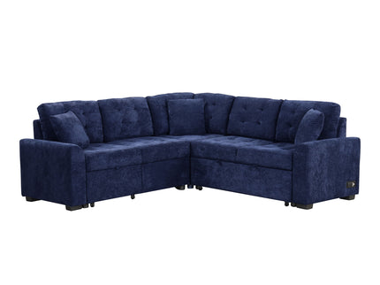 L-Shape Sofa Bed Pull-Out Sleeper Sofa With Wheels, USB Ports, Power Sockets For Living Room