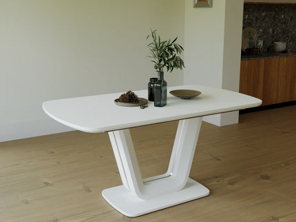 Modern Industrial Style Expandable Dining Table With U Shaped Legs - Antique Gray White