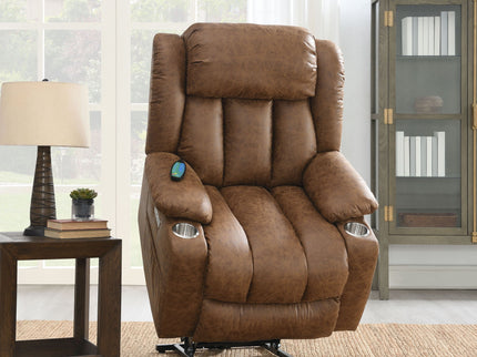 Aire Power Motion Recliner With Lift Heating Massage Function - Brown