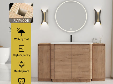 Freestanding Bathroom Vanity With Sink, 2 Small Storage Cabinets, Soft Close Doors