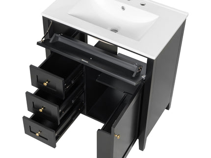 Modern Bathroom Vanity With Sink, 3 Drawers And Adjustable Shelf